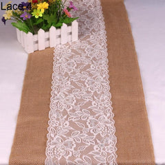 New Vintage White Lace Jute Table Runner