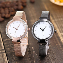 Stainless Steel Band Marble Hours Watch For Women's